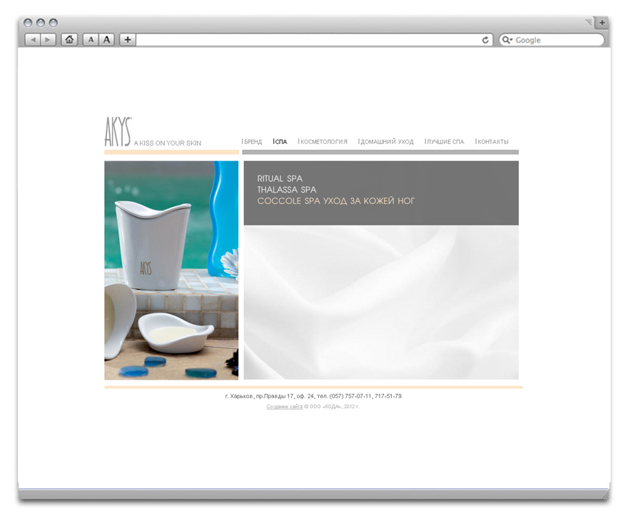 Создание сайта профессиональной косметики Akys